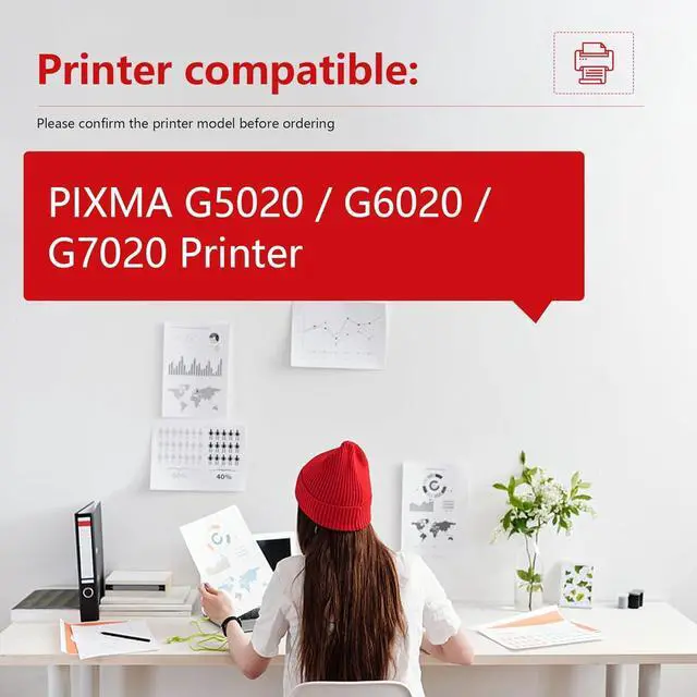 Alt view image 2 of 7 - Ennovor PIXMA G5020 G6020 G7020 MegaTank Ink - 8-Pack Refill Bottles (2BK, 2C, 2M, 2Y) - High Capacity 170ML GI-20 Black, 100ML Color