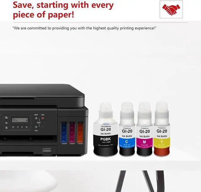 Alt view image 6 of 7 - Ennovor PIXMA G5020 G6020 G7020 MegaTank Ink - 8-Pack Refill Bottles (2BK, 2C, 2M, 2Y) - High Capacity 170ML GI-20 Black, 100ML Color