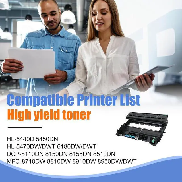 Alt view image 2 of 6 - Ennovor 1-Pack DR720 High Yield Black Drum Unit, Replacement for Brother HL-5440D 5450DN 5470DW/DWT 6180DW/DWT DCP-8110DN 8150DN 8155DN 8510DN MFC-8710DW 8810DW 8910DW 8950DW/DWT Printer