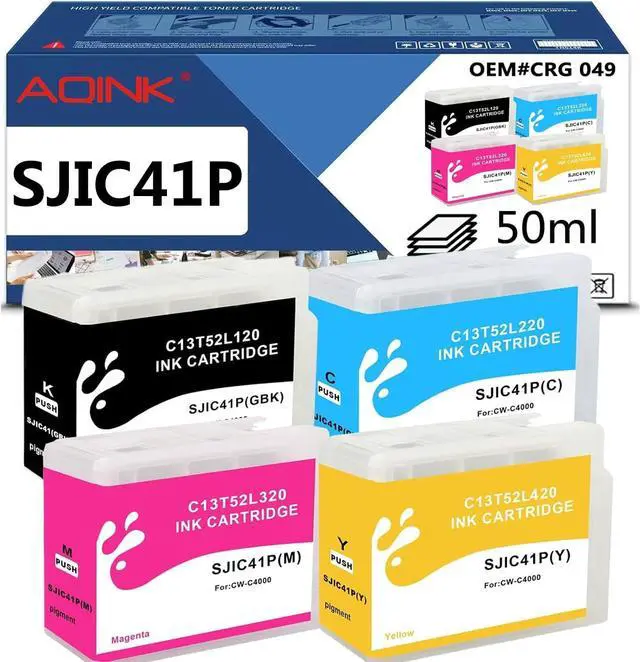 Main image of Ennovor SJIC41P Ink Cartridges Set : 4 Pack High Yield CW-4000 SJIC41P Replacement for ColorWorks CW-C4000 Color Inkjet Gloss Label Printer (with CHIP, 4×50ML)
