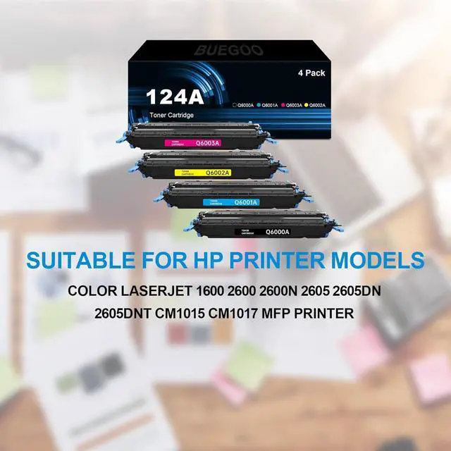 Alt view image 3 of 6 - Ennovor BUEGOO 124A Toner Cartridge Compatible for 124A Q6000A Q6001A Q6002A Q6003A for 1600 2600 2600n 2605 2605dn 2605dnt CM1015 CM1017 MFP Printer(Black Cyan Magenta Yellow,4 Pack)