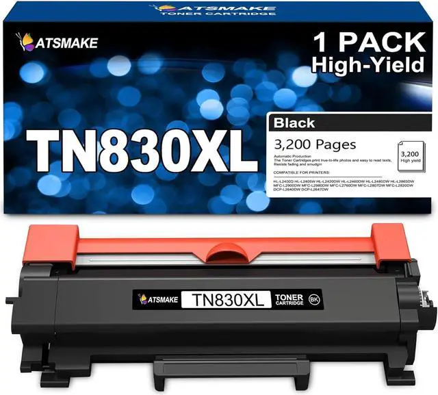 Main image of TN830XL Toner (with Chip) High Yield Replacement for Brother TN830XL TN830 Toner for Brother DCP-L2640dw HL-L2405w HL-L2460DW HL-L2400D HL-L2480DW MFC-L2820DW Printer, Black
