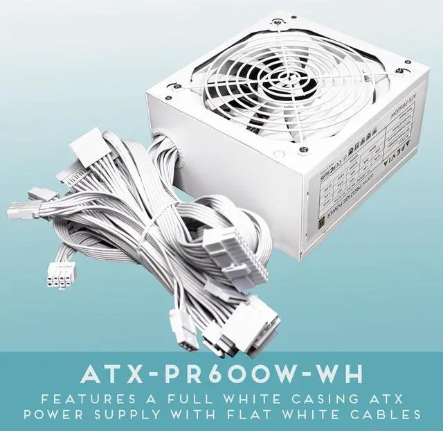 Alt view image 2 of 6 - Apevia ATX-PR600W-WH Prestige 600W 80+ Gold Certified, RoHS Compliance, Active PFC ATX Gaming Power Supply White