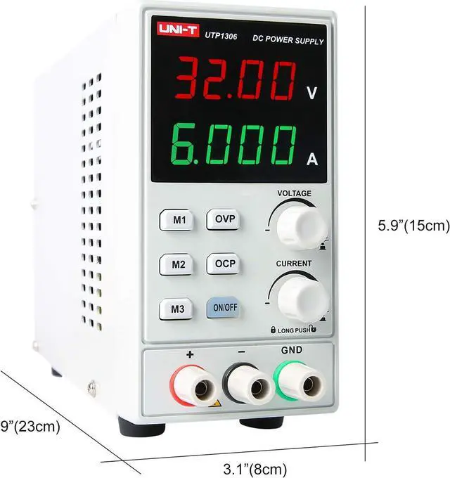 Alt view image 4 of 7 - UNI-T DC Power Supply Variable Adjustable Bench Power Supply Switching Regulated 32V 6A OVP OCP OTP 4 Digits LED Display with Plug Adapter Power Cord Output Cables UTP1306