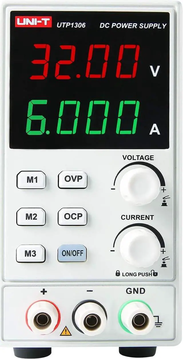 Alt view image 7 of 7 - UNI-T DC Power Supply Variable Adjustable Bench Power Supply Switching Regulated 32V 6A OVP OCP OTP 4 Digits LED Display with Plug Adapter Power Cord Output Cables UTP1306