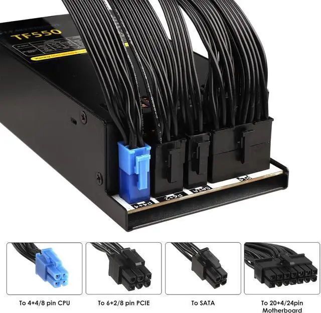 Alt view image 6 of 7 - Flex ATX 550W Power Supply Fully Modular PSU Full Voltage 110/220V AC for POS AIO System Desktop Gaming Server Small Form Factor Mini ITX Computer Power Supplies (TF550B)