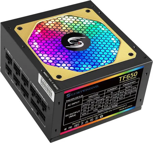 Main image of 650W Power Supply Fully Modular PSU ARGB Gaming PC Power Supply 20+4Pin Connector with 120mm Low-Noise FDB Fan Full Voltage 110/220V