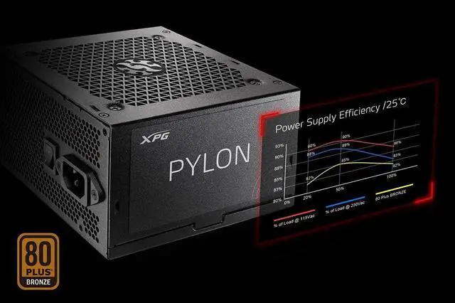 Alt view image 4 of 5 - XPG Pylon 550W 80 Plus Bronze Certified 120mm Fluid Dynamic Bearing Fan Power Supply (PYLON550B-BKCUS)