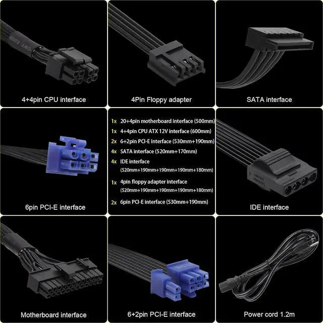 Alt view image 6 of 7 - 700W Power Supply ATX Gaming PC PSU Active PFC Full Voltage 110/220V Computer Power Supplies Gold with 20+4pin Main Power Interface for Desktop Server