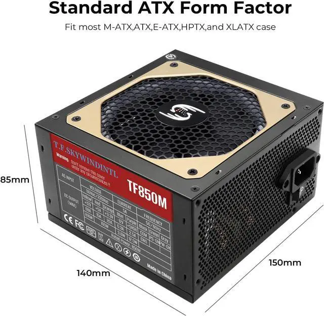 Alt view image 6 of 7 - TF850M ATX Power Supply 850W Modular Gaming PSU Full Voltage 110/220V Computer Power Supplies with 120mm ARGB FDB Fan for Desktop PC Server