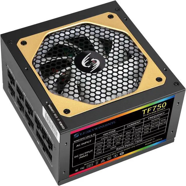 Alt view image 7 of 7 - Power Supply 750W PSU ARGB Fully Modular Standard ATX Gaming PC Power Full Voltage 110/220V 20+4Pin Main Power with 120mm Ultra-Silent FDB Fan White