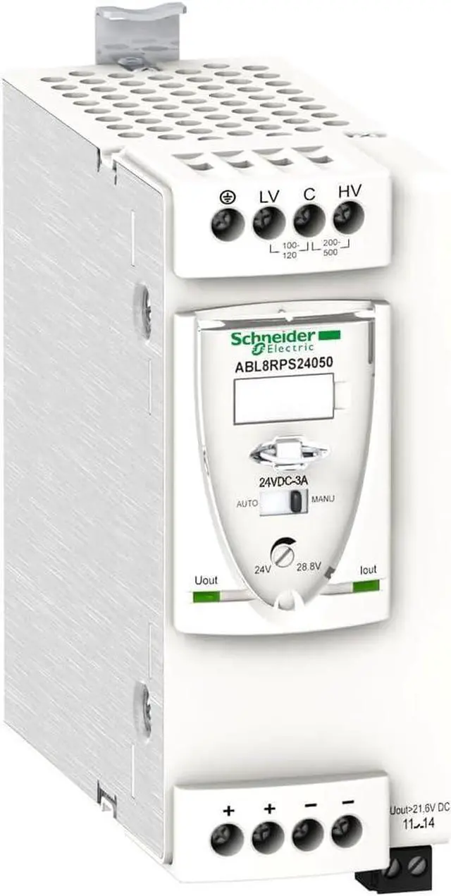 Main image of Schneider Electric Universal Power Supply, Phaseo, 1 or 2 Phase, 100 to 500 V, 24 V, 5 Amp