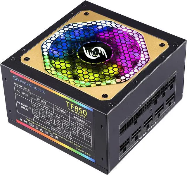 Main image of 850W PSU Fully Modular RGB Power Supply Full Voltage 110-240V Standard ATX Form Factor with 24pin Motherboard Power Whisper-Quiet 120mm FDB Fan Active PFC for Desktop Gaming PC