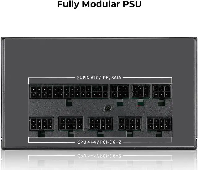 Alt view image 5 of 7 - 850W PSU Fully Modular RGB Power Supply Full Voltage 110-240V Standard ATX Form Factor with 24pin Motherboard Power Whisper-Quiet 120mm FDB Fan Active PFC for Desktop Gaming PC