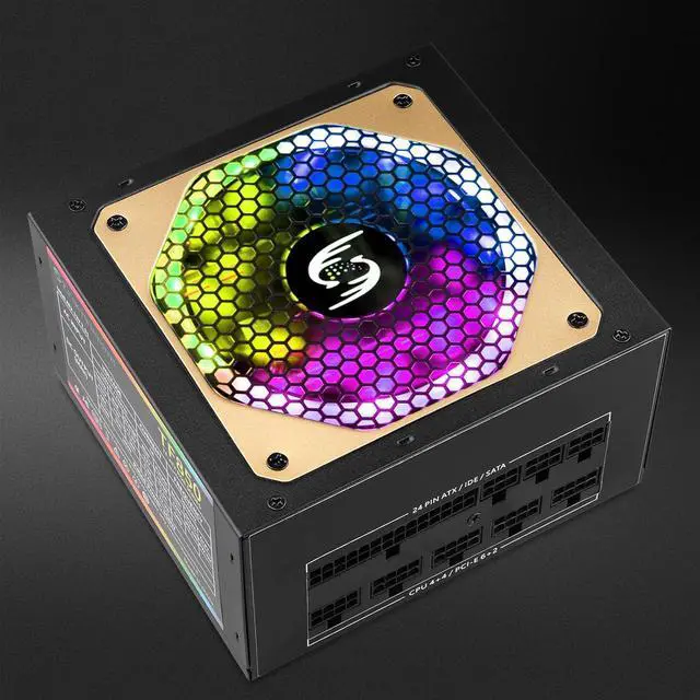 Alt view image 4 of 7 - 850W PSU Fully Modular RGB Power Supply Full Voltage 110-240V Standard ATX Form Factor with 24pin Motherboard Power Whisper-Quiet 120mm FDB Fan Active PFC for Desktop Gaming PC