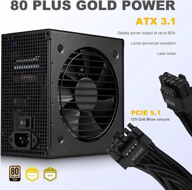 Main image of SAMA Black 850W Power Supply - Fully Modular 80 Plus Gold Certified ATX 3.1 & PCIE 5.1 Compliant Power Supply, Supports RTX 30/40 Series GPUs