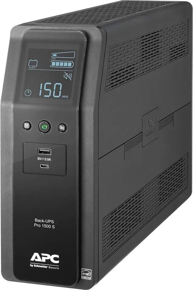 Main image of APC UPS 1500VA Sine Wave UPS Battery Backup, BR1500MS2 Backup Battery Power Supply, AVR, 10 Outlets, (2) USB Charger Ports