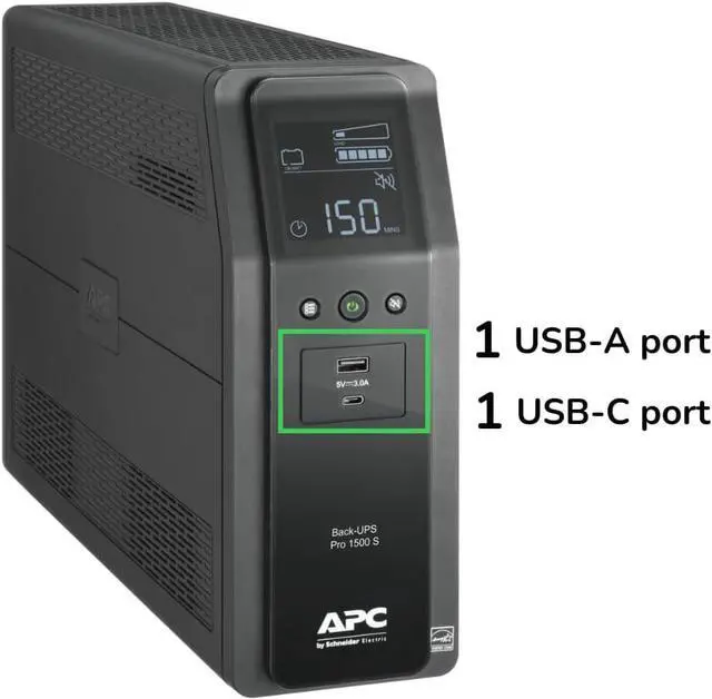 Alt view image 2 of 7 - APC UPS 1500VA Sine Wave UPS Battery Backup, BR1500MS2 Backup Battery Power Supply, AVR, 10 Outlets, (2) USB Charger Ports