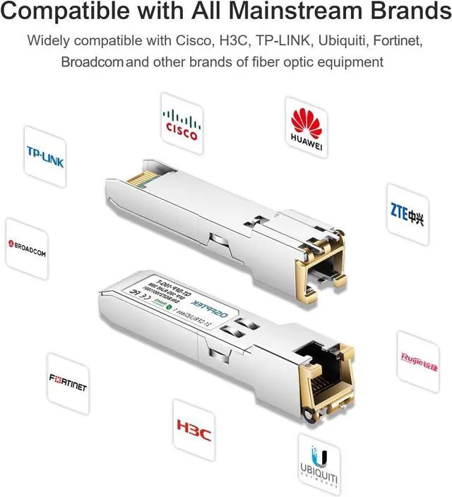 Alt view image 5 of 5 - 4Pack 10GBASE-T SFP+ to RJ45 Copper Module Mini-GBIC Transceiver for Cisco SFP-10G-T-S, Ubiquiti UF-RJ45-10G , Netgear, Mikrotik, D-Link, Supermicro, TP-Link, Linksys, CAT6A/CAT7, up to 100FT(30M)
