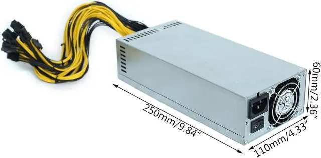 Alt view image 2 of 7 - 2000W Desktop Power Supply Unit High Efficiency 6Pin Compatible for Server Miner Mining 10 Wire Mining Power Supply 2000w Modular Direct 6 Pin to for 6 Gpu