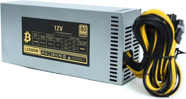Alt view image 3 of 7 - 2000W Desktop Power Supply Unit High Efficiency 6Pin Compatible for Server Miner Mining 10 Wire Mining Power Supply 2000w Modular Direct 6 Pin to for 6 Gpu