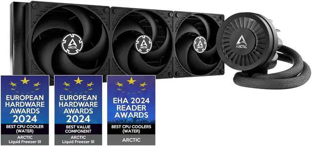 Main image of ARCTIC Liquid Freezer III 360 - CPU AIO Water Cooler, Water Cooling PC, Intel & AMD, Efficient PWM-Controlled Pump, Fan: 2001800 RPM, LGA1851 and LGA1700 Contact Frame - Black