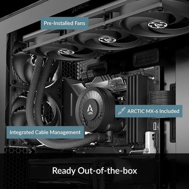 Alt view image 5 of 7 - ARCTIC Liquid Freezer III 360 - CPU AIO Water Cooler, Water Cooling PC, Intel & AMD, Efficient PWM-Controlled Pump, Fan: 2001800 RPM, LGA1851 and LGA1700 Contact Frame - Black