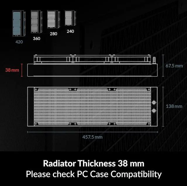 Alt view image 2 of 2 - ARCTIC Liquid Freezer III 420 - CPU AIO Water Cooler, Water Cooling PC, Intel & AMD, Efficient PWM-Controlled Pump, Fan: 2001700 RPM, LGA1851 and LGA1700 Contact Frame - Black