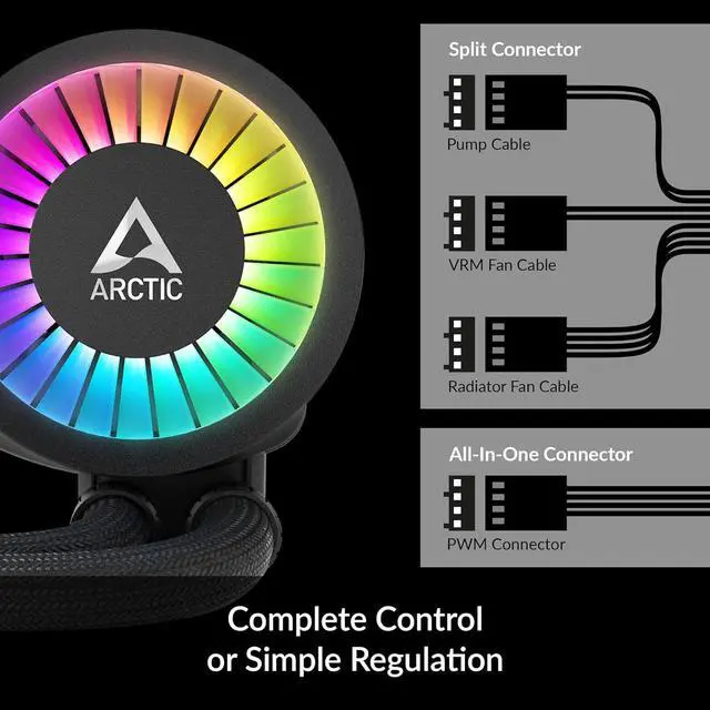 Alt view image 6 of 7 - ARCTIC Liquid Freezer III 360 A-RGB - CPU AIO Water Cooler, Water Cooling PC, Intel & AMD, Efficient PWM-Controlled Pump, Fan: 2002000 RPM, LGA1851 and LGA1700 Contact Frame - Black