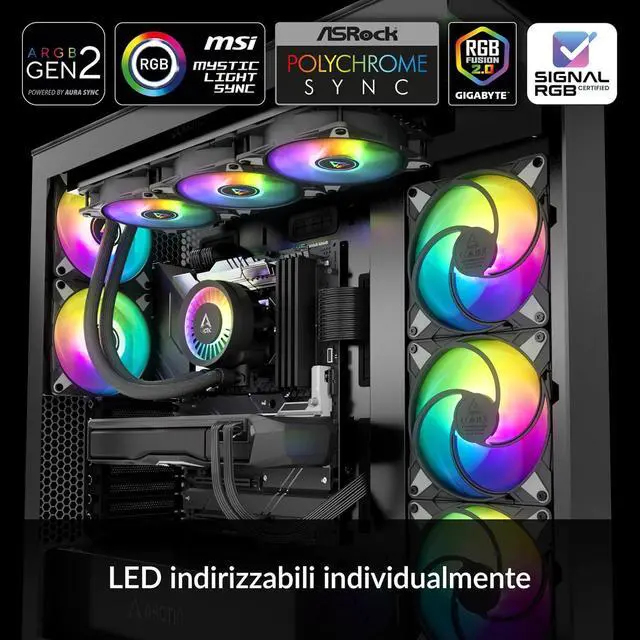 Alt view image 2 of 7 - ARCTIC Liquid Freezer III 360 A-RGB - CPU AIO Water Cooler, Water Cooling PC, Intel & AMD, Efficient PWM-Controlled Pump, Fan: 2002000 RPM, LGA1851 and LGA1700 Contact Frame - Black