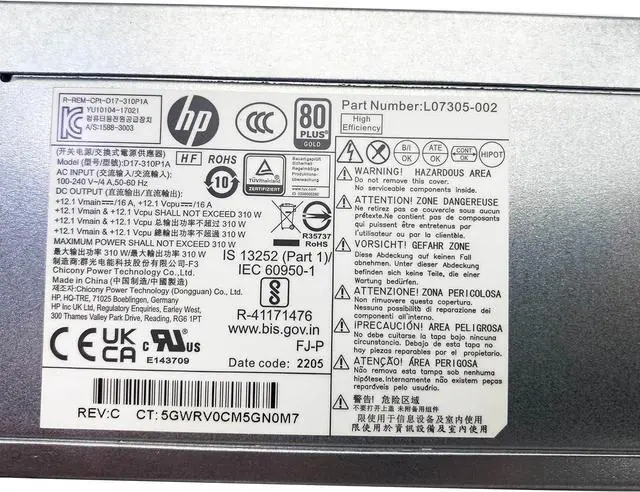 Alt view image 2 of 4 - BestParts New 310W Power Supply Compatible with HP ProDesk 280 288 282 600 800 G3 400 480 G4 Z2 G4 SFF MT