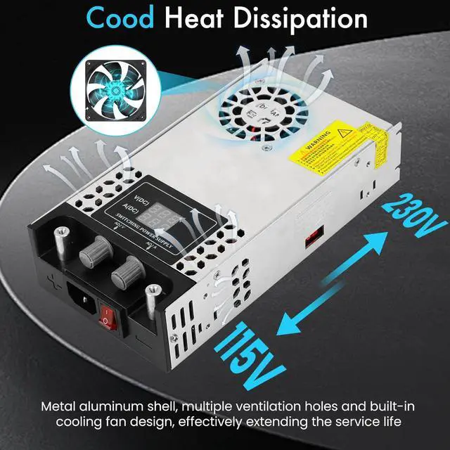 Alt view image 3 of 7 - Adjustable 0-24V Power Supply 25A 600W, 110V AC to DC 0-24V Buck Converter 0-25A 600W Power Supply with LCD Display Adjustable Voltage Current 110V/220V AC to 24V DC Converter