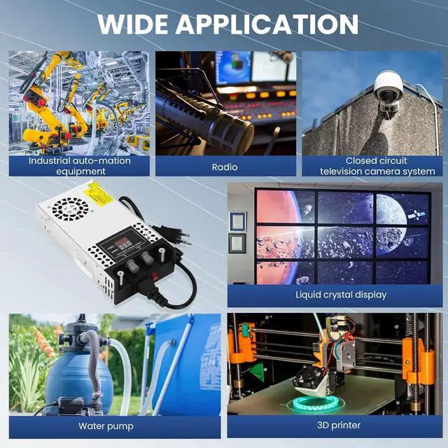 Alt view image 7 of 7 - Adjustable 0-24V Power Supply 25A 600W, 110V AC to DC 0-24V Buck Converter 0-25A 600W Power Supply with LCD Display Adjustable Voltage Current 110V/220V AC to 24V DC Converter