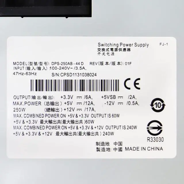 Alt view image 5 of 7 - LXun Upgraded DPS-250AB-44 D 250W Power Supply Compatible with Delta DPS-250AB-44D Server NAS Host Switching Power Supply Repair 24-Pin + 20-Pin