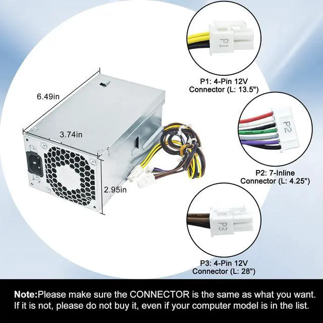 Alt view image 4 of 6 - LXun Upgraded L07305-002 310W Power Supply, D17-310P1A Power Supply Compatible with HP G3 G4 280 288 480 600 880 HP Z2 G4 SFF Workstation Replaces D16-250P2A D16-180P1B PCH023 PCG002 (4P + 4P + 7P)