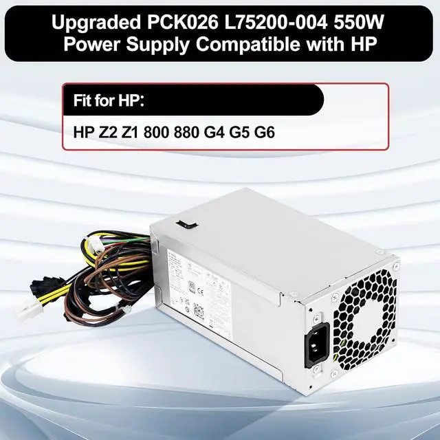 Alt view image 2 of 6 - LXun Upgraded PCK026 550W Power Supply Compatible with HP Z2 Z1 800 880 G4 G5 G6 Power Supply Replaces L75200-004 L75200-001 L77487-001 L76557-001 PA-5551-1HA PA-5501-2 PA-3401-2HA