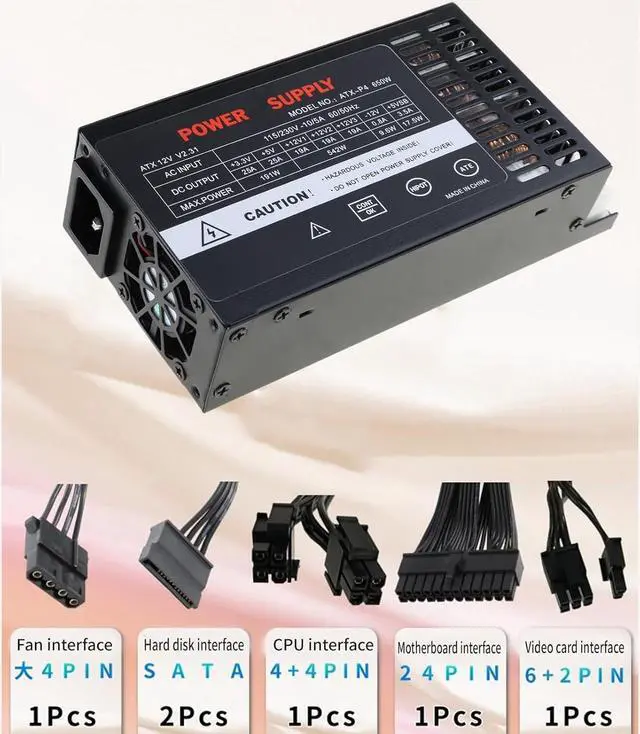Alt view image 7 of 7 - ENP-7660B 110-264V Efficient 600W Modulars Power Supply for ITX Systems Overcurrent and Short Circuits Protections