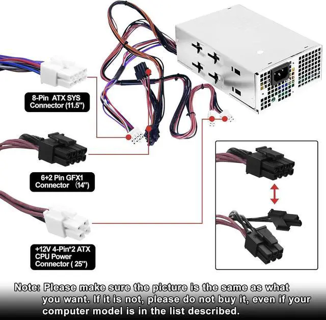 Alt view image 4 of 7 - LXun Upgraded D400EPS-00 400W Power Supply Compatible with Dell OptiPlex 3000 MT 3900 MT 5000 MT 7000 MT Replaces 0X4XV7 1GPJ DPS-400AB-44 A H400EPS-00 Power Supply (4+4) pin+(8pin)+(6+2) pin