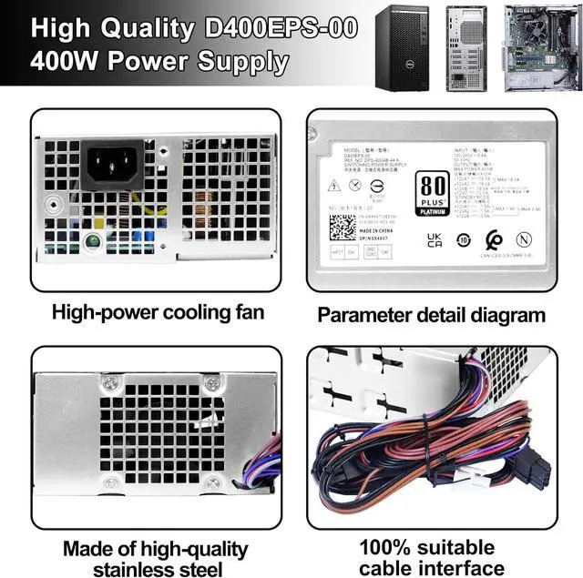 Alt view image 6 of 7 - LXun Upgraded D400EPS-00 400W Power Supply Compatible with Dell OptiPlex 3000 MT 3900 MT 5000 MT 7000 MT Replaces 0X4XV7 1GPJ DPS-400AB-44 A H400EPS-00 Power Supply (4+4) pin+(8pin)+(6+2) pin
