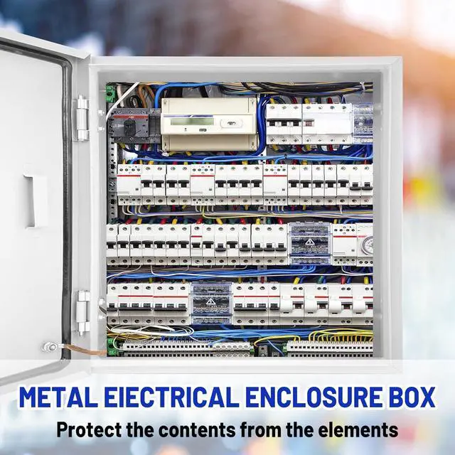 Alt view image 2 of 7 - Outdoor Electrical Box 20 x 20 x 8''D NEMA 4X Enclosure Steel Box, Waterproof & Dustproof Outdoor/Indoor Lockable Electrical Junction Box, with Mounting Plate
