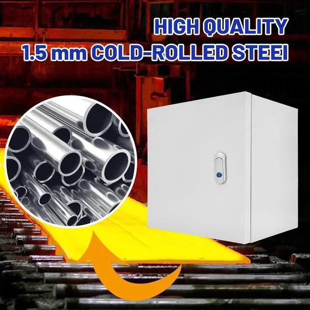 Alt view image 6 of 7 - Outdoor Electrical Box 20 x 20 x 8''D NEMA 4X Enclosure Steel Box, Waterproof & Dustproof Outdoor/Indoor Lockable Electrical Junction Box, with Mounting Plate