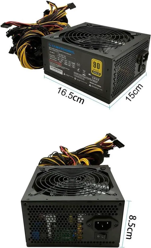 Alt view image 4 of 7 - 2000W Bitcoin Mining PSU PC Power Supply Computer Mining Rig 8 GPU ATX Ethereum Coin 12v 4 pin Power Supply