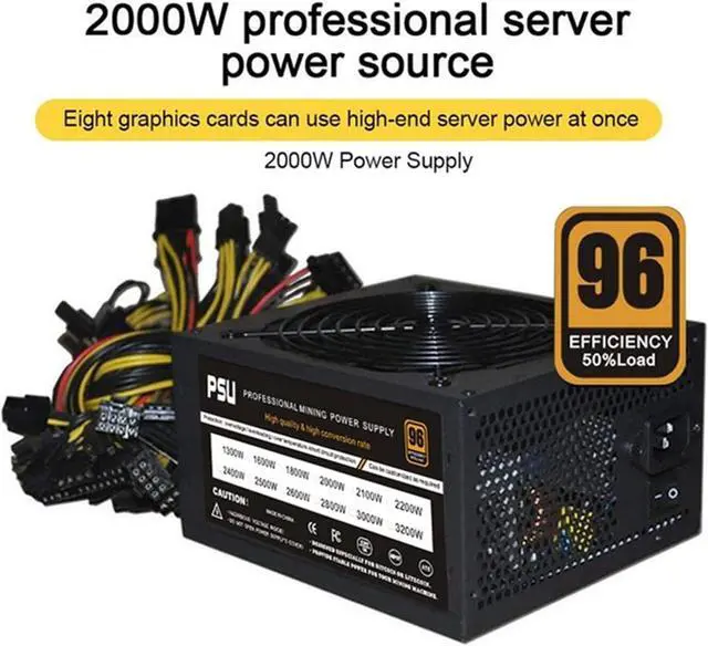 Alt view image 2 of 7 - 2000W 2400W 2600W 160V-240V ATX ETH Mining Bitcoin Power Supply 95% Efficiency for 3060 3070 3080 Miner Rig(1800W to 2000W B)
