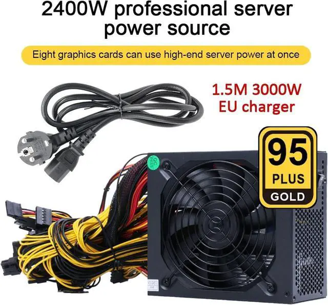 Alt view image 2 of 7 - 2000W 2400W 2600W 160V-240V ATX ETH Mining Bitcoin Power Supply 95% Efficiency for 3060 3070 3080 Miner Rig(2000W to 2400W EU)