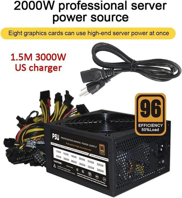 Alt view image 2 of 7 - 2000W 2400W 2600W 160V-240V ATX ETH Mining Bitcoin Power Supply 95% Efficiency for 3060 3070 3080 Miner Rig(1800W to 2000W B US)
