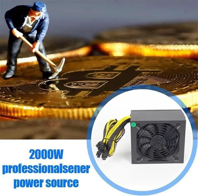 Alt view image 6 of 7 - 2400W ATX Mining Power Supply Bold 12AWG line Can Connect 8GPU Auto-Thermally Controlled Fan for Bitcoin ETH Miner PSU