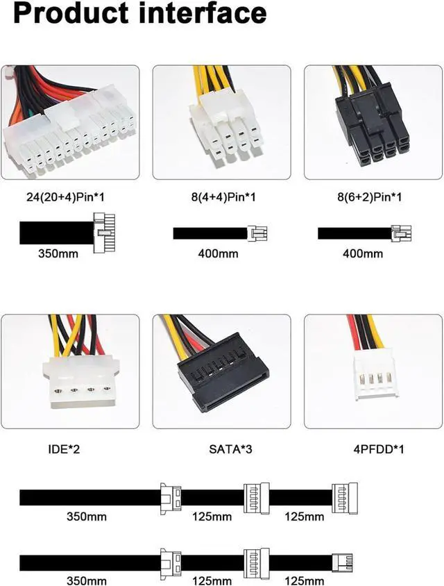 Alt view image 3 of 7 - 350W Small Form Factor Power Supply for NAS and POS Cash Register Applications PC Power Supply