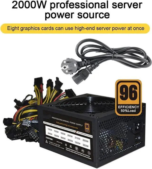 Alt view image 2 of 6 - 1800W to 2000W 110V-220V ATX ETH Bitcoin Mining Power Supply 95% Efficiency Support 8 Display Cards GPU for BTC Bitcoin Miner(1800-2000W B EU)
