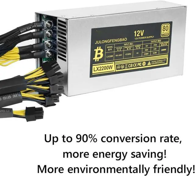 Alt view image 3 of 7 - GUMMMY 2200W Motherboard Desktop ETH Power Supply Unit for BTC Bitcoin Ethereum Miner Mining PC Power Unit Efficiency 6Pin