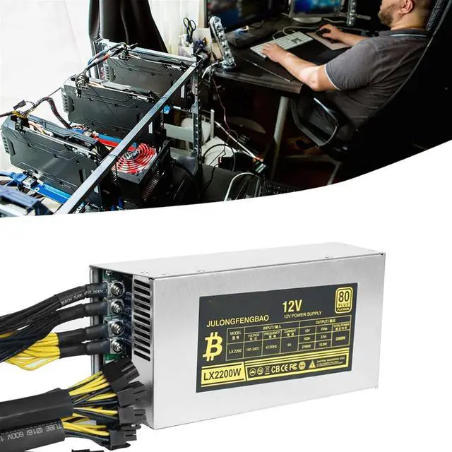 Alt view image 5 of 7 - GUMMMY 2200W Motherboard Desktop ETH Power Supply Unit for BTC Bitcoin Ethereum Miner Mining PC Power Unit Efficiency 6Pin